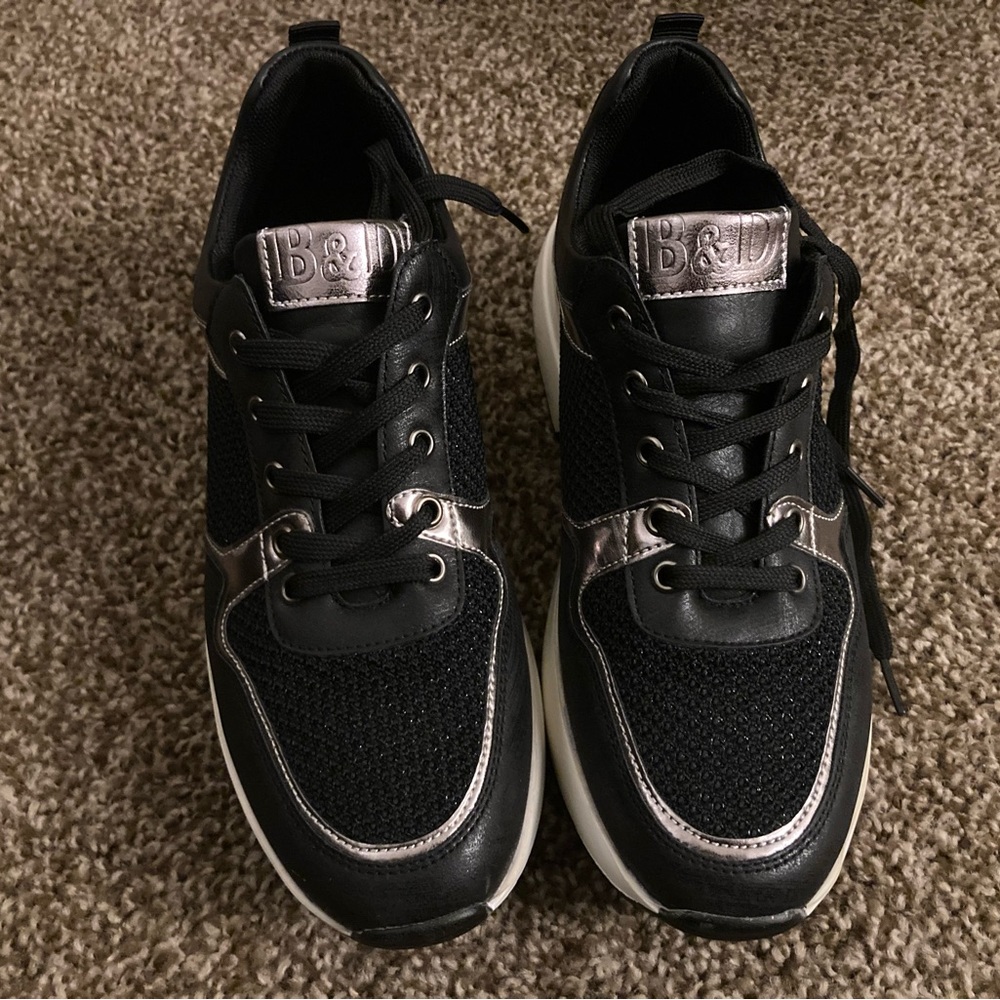 High Sneakers B&D Black and Silver, Size 39 (US Size 8)